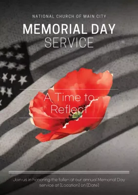 Black and Red Vintage Memorial Day Service Invitation