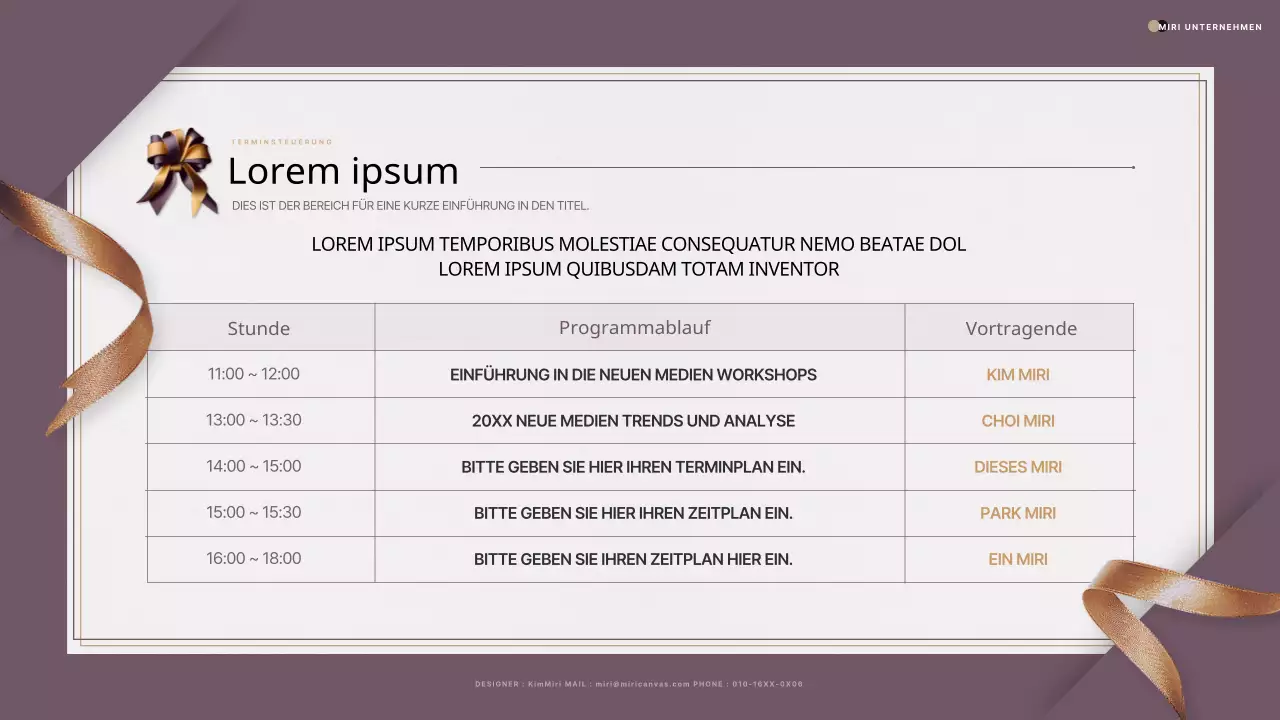 Ein luxuriöser Vorschlag für eine Einladung zu einer Veranstaltung in Lila und Gold