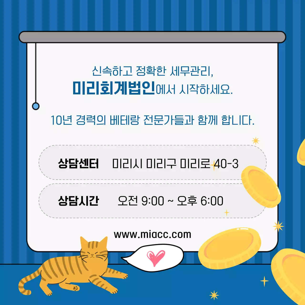 남색과 흰색의 아기자기한 회계정보 설명