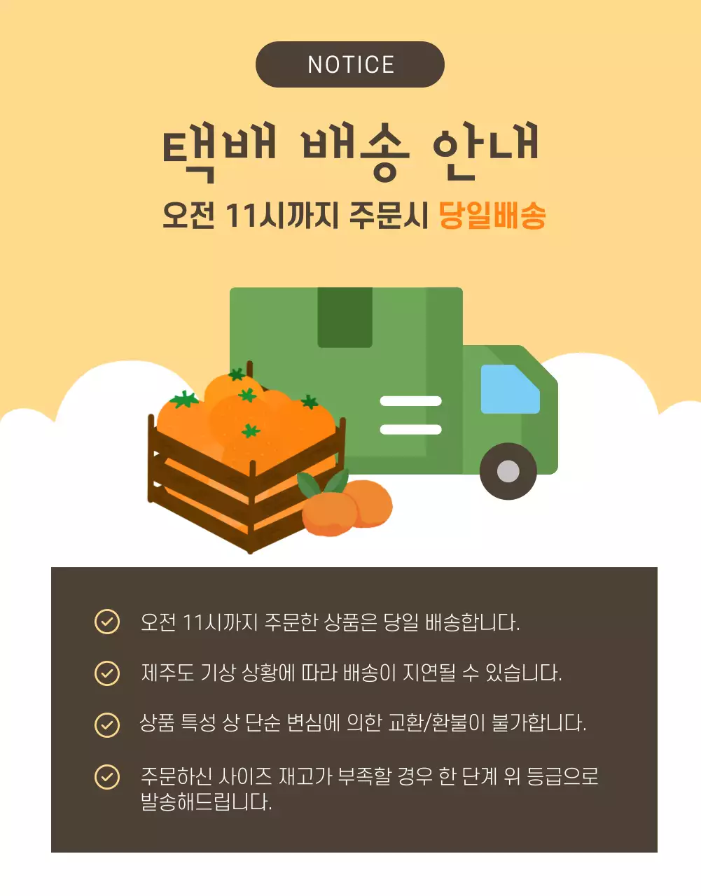 주황색의 아기자기한 감귤 홍보