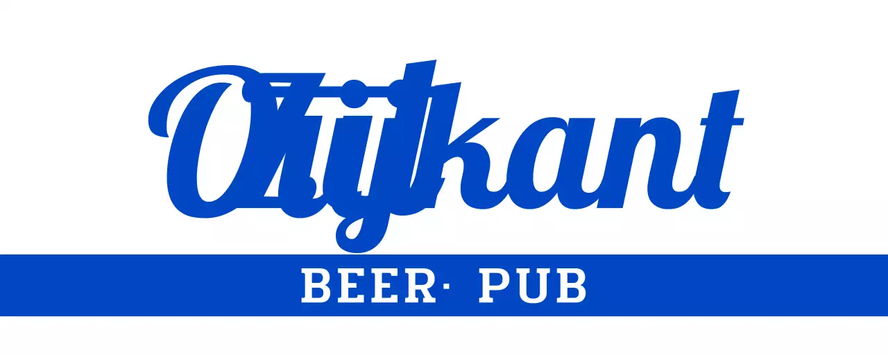 Retro-geïnspireerd uithangbord voor brouwerij met blauwe tinten