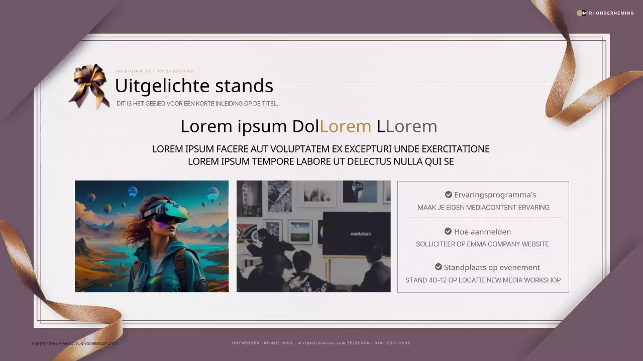 Een luxe uitnodigingsvoorstel voor een evenement in paars en goud