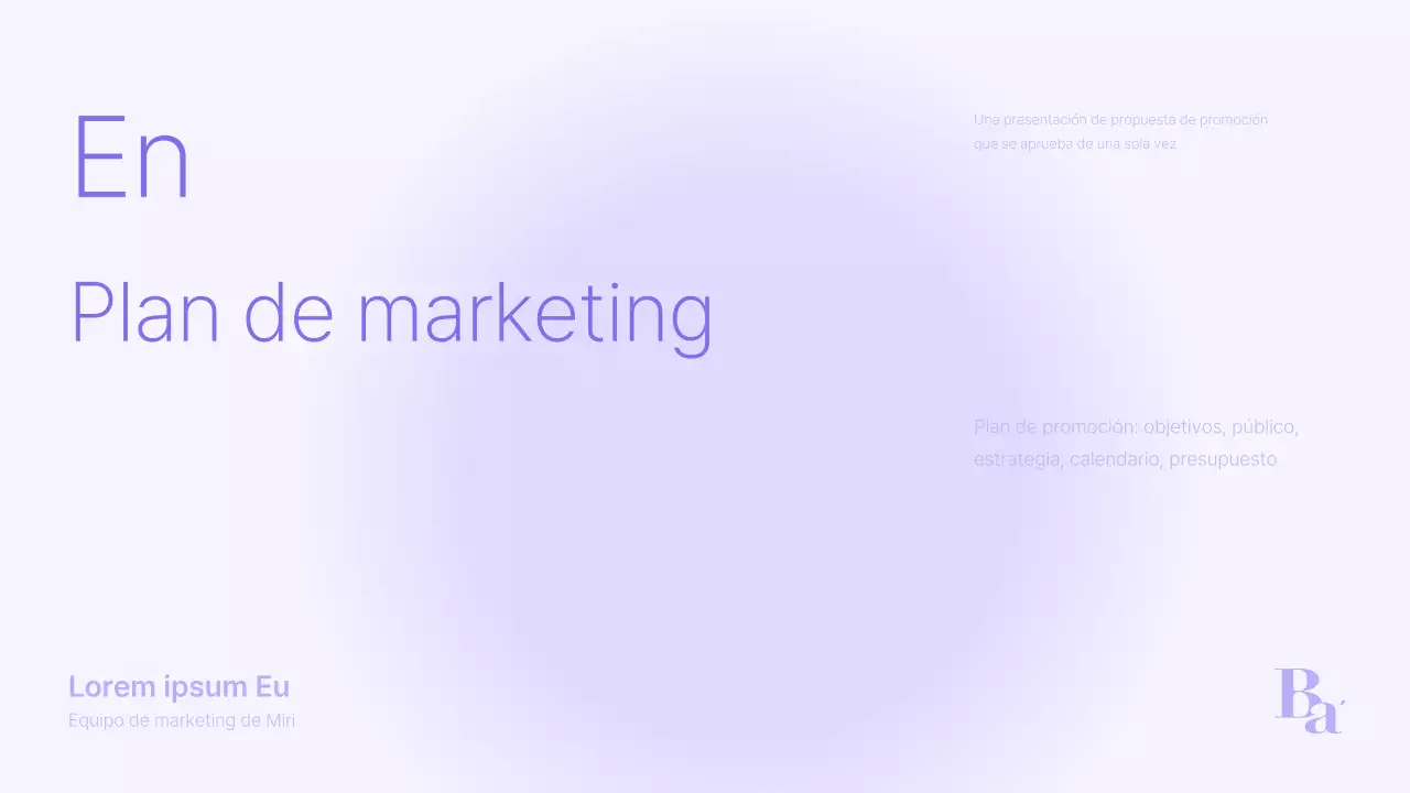 Un sencillo folleto promocional morado y gris