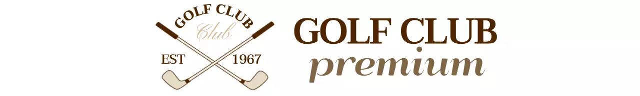 브라운 색상의 골프채 로고가 있는 고급스러운 느낌의 골프 클럽