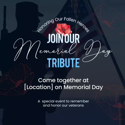 Blue and Red Simple Memorial Day Tribute Card
