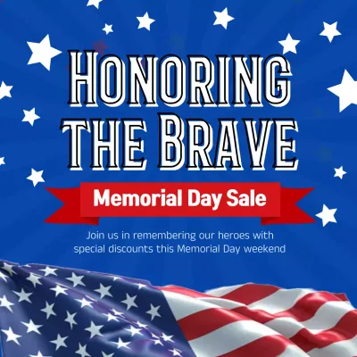 Blue Traditional Memorial Day Promotion Social Media Post