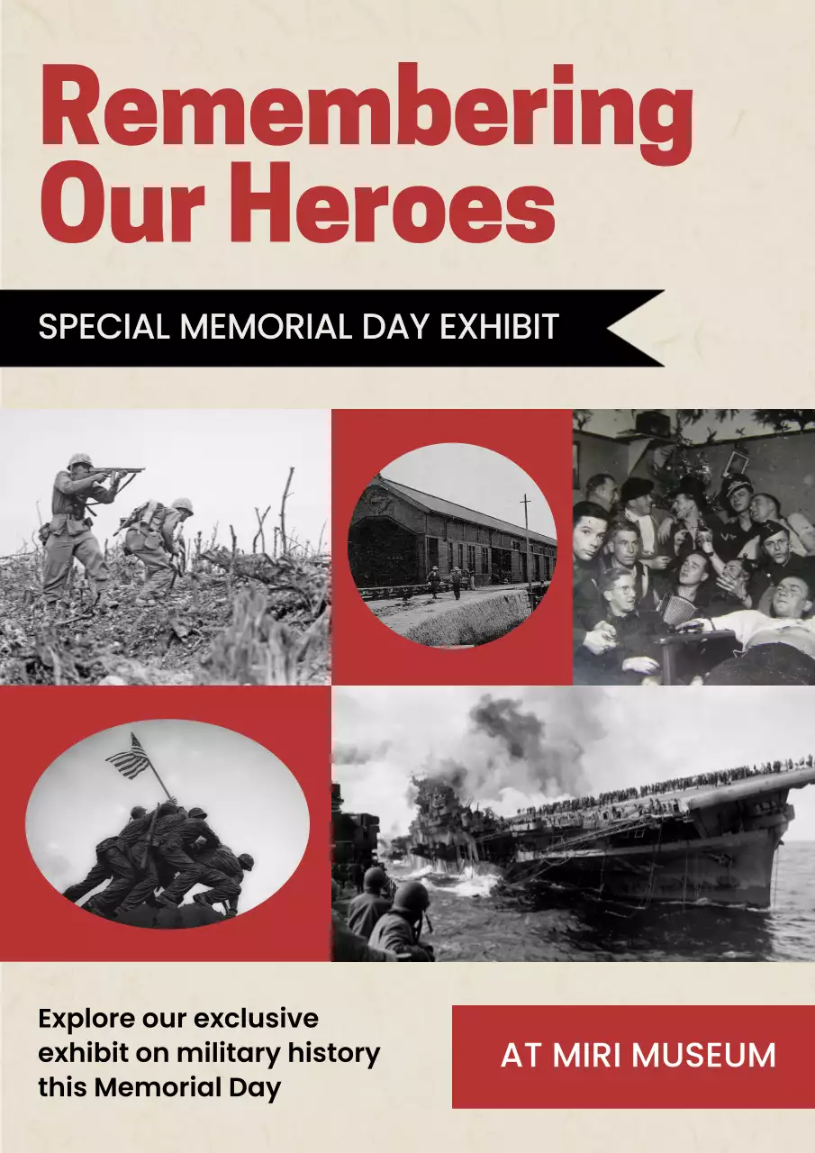 Red Vintage Military Exhibition Poster