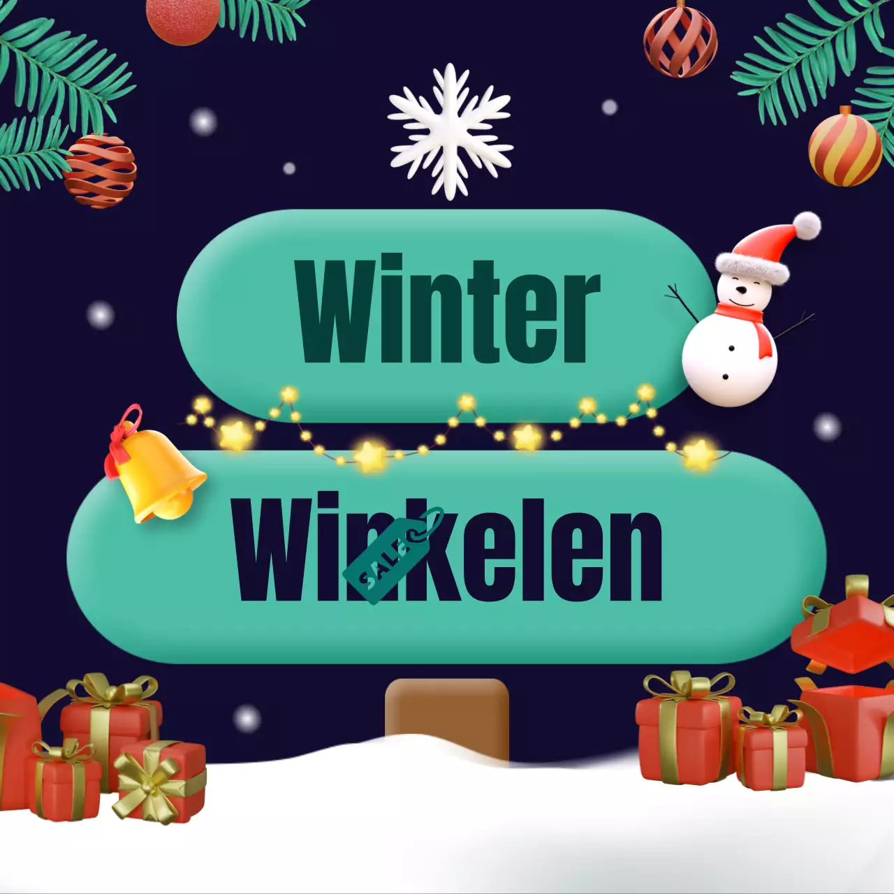 Promoot een gezellige winterse winkelactie in marineblauw en groen