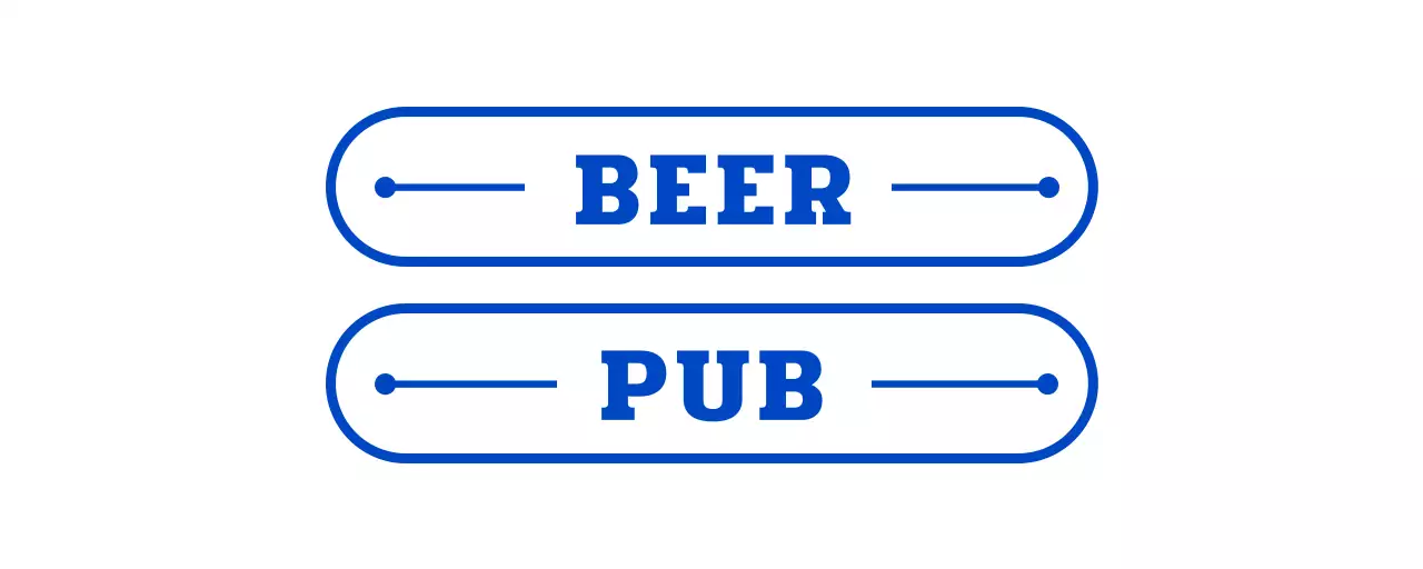 Retro-inspired brewpub storefront sign with blue tones