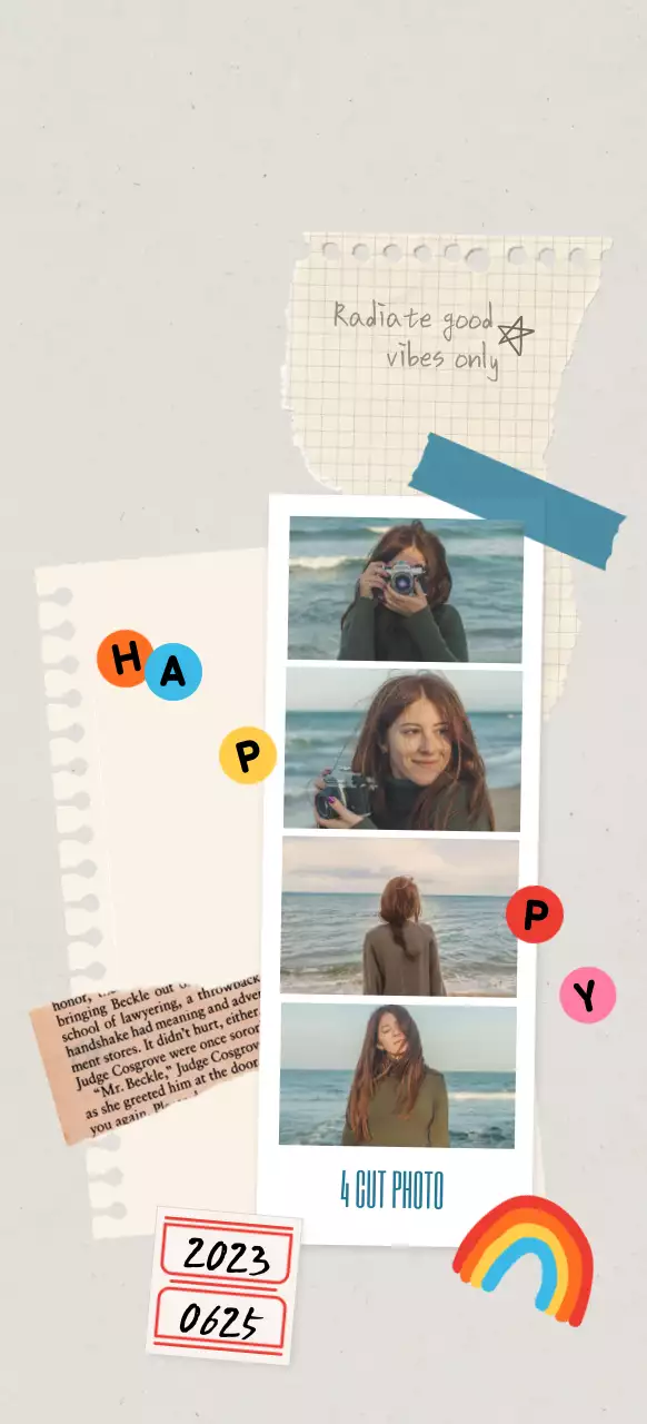 비비드한 색상의 네컷사진 콜라쥬