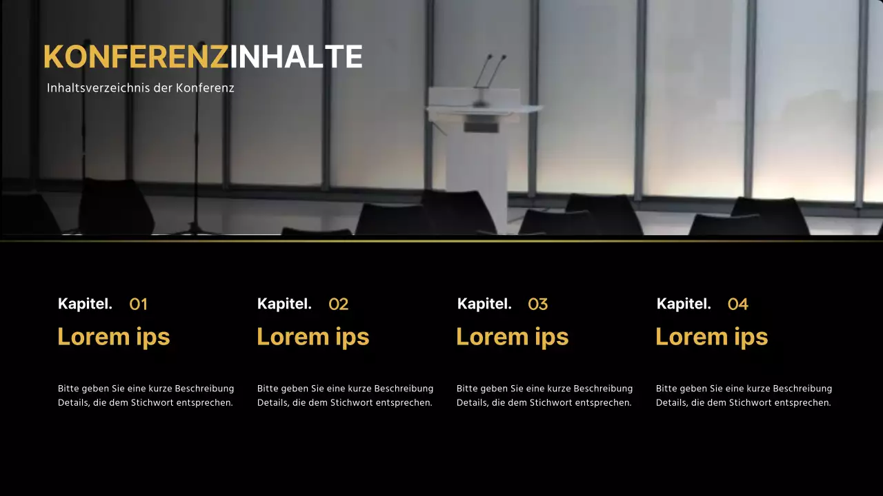 Gold und Schwarz für eine stilvolle Präsentation auf einer Geschäftskonferenz