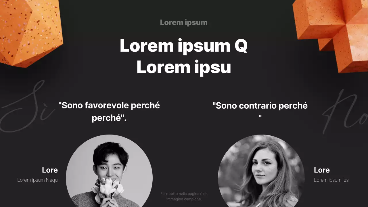 Un moderno prospetto di conferenza in nero e arancione