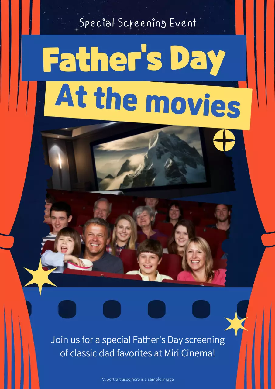 Blue Retro Father's Day Event Poster