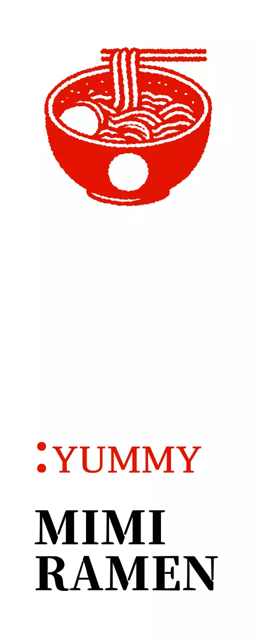 Teken van een Ramen-winkel met een vintage stempel