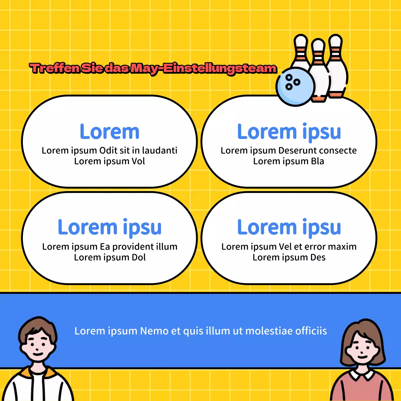 Förderung von blauem und gelbem Bowling zur Anwerbung neuer Mitglieder