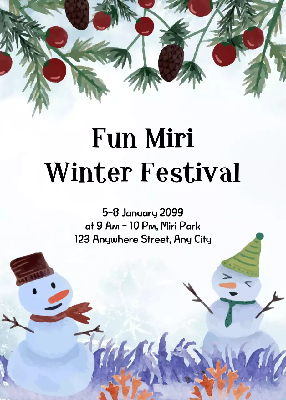 귀여운 겨울 축제 포스터 이벤트 팝업