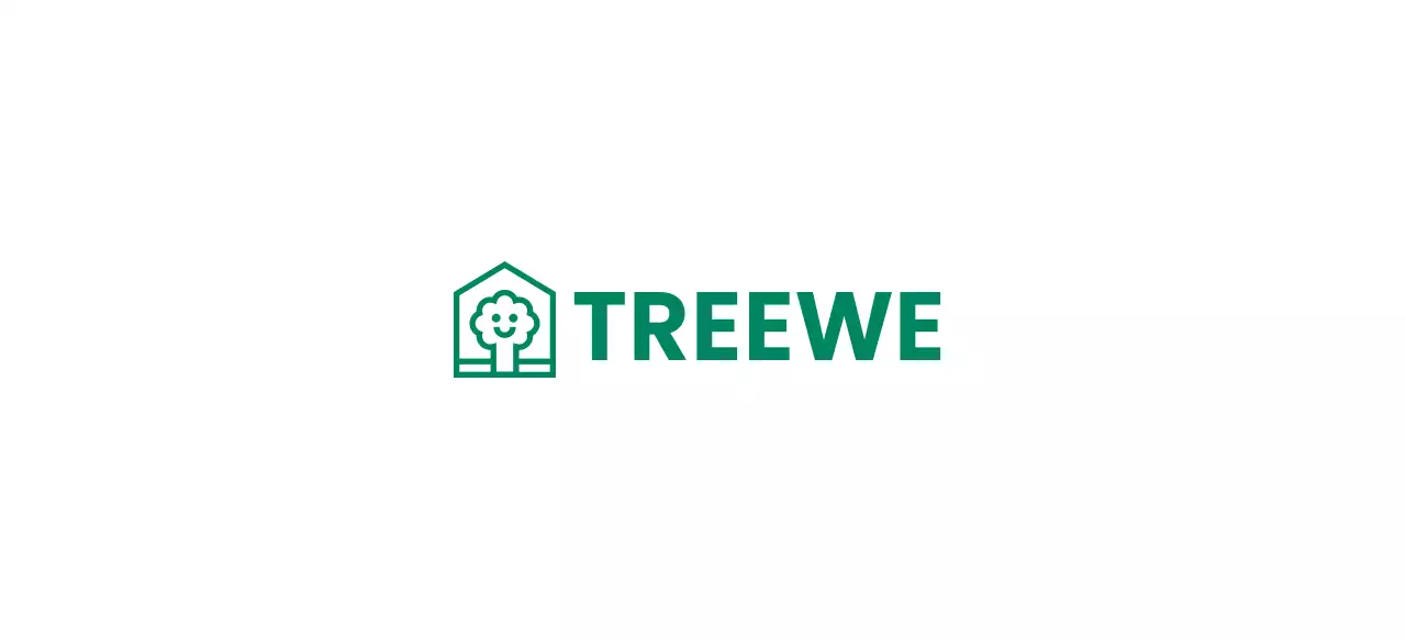 집 안에 나무가 있는 브랜드 로고를 활용한 가구 기업 컬러 디자인