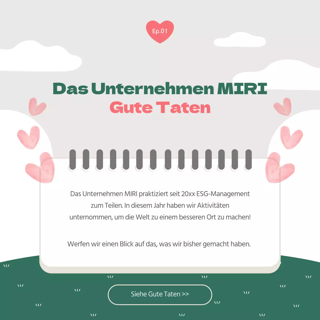 Eine hübsche grün-rosa ESG-Management-Berichterstattung