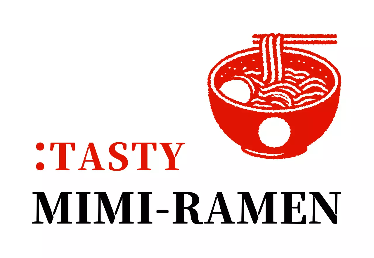 Papan nama toko ramen dengan tampilan stempel vintage