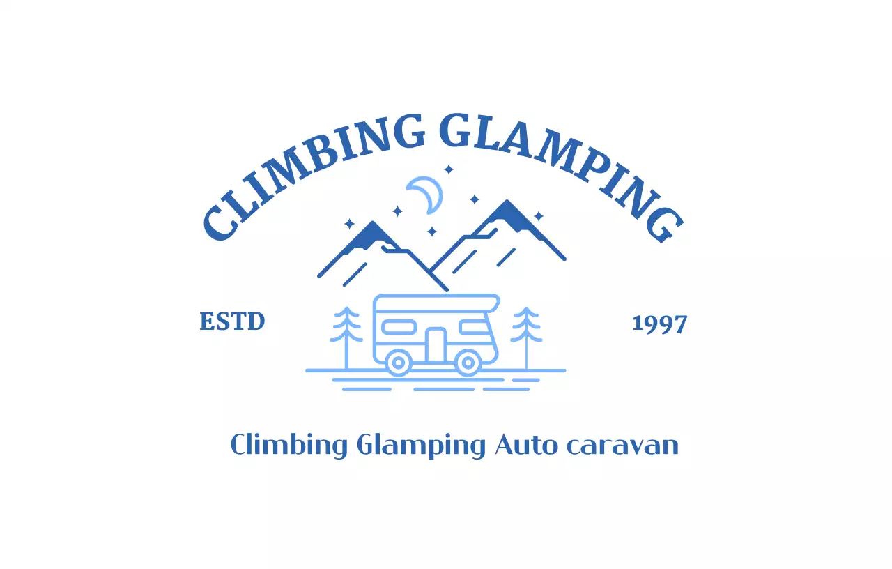 산과 달과 캠핑카 일러스트가 있는 캠핑샵