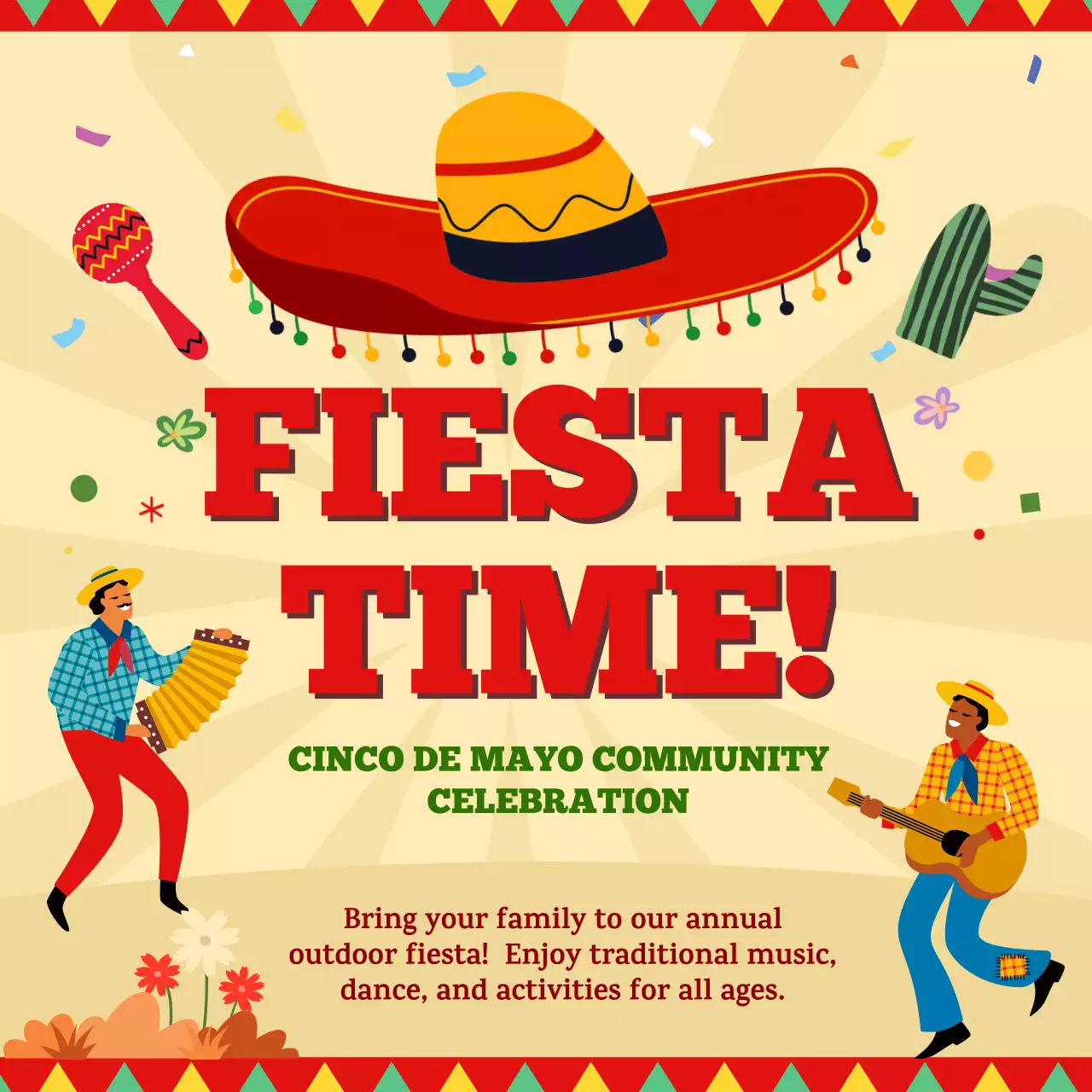 Red Traditional Fiesta Announcement Social Media Post
