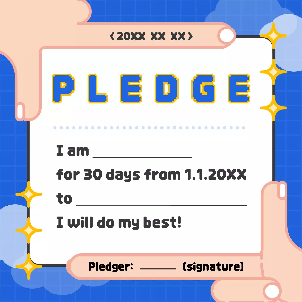 Blue Trendy Pledge Document Social Media Post