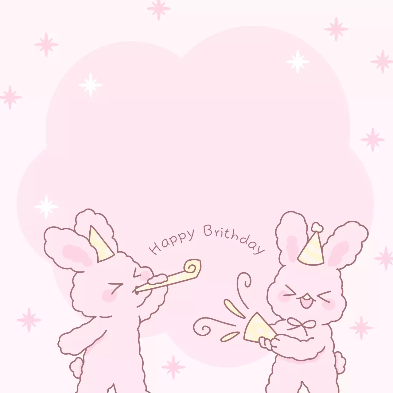 핑크색과 노랑의 아기자기한 생일축하 메모지