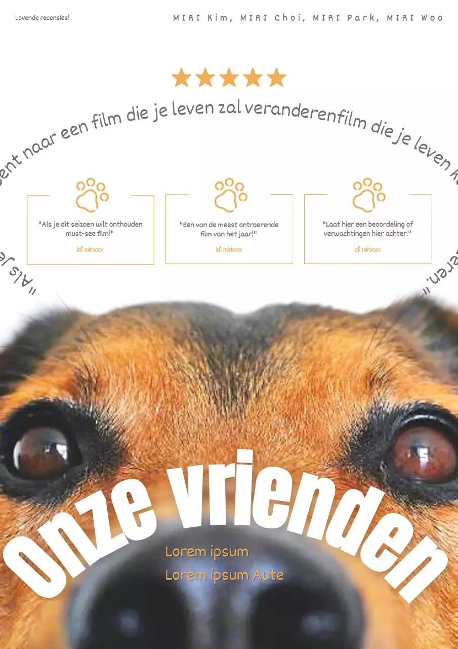 Eenvoudige puppyfilmpromotie in oranje