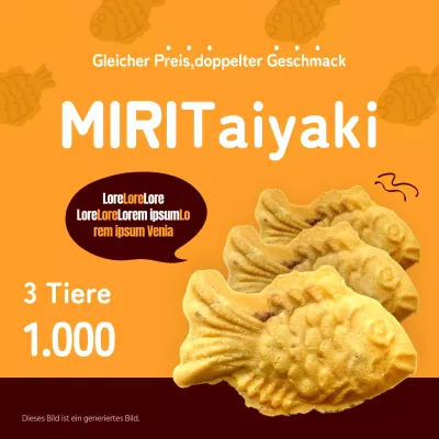 Orange und brauner minimalistischer Taiyaki zur Verkaufsförderung