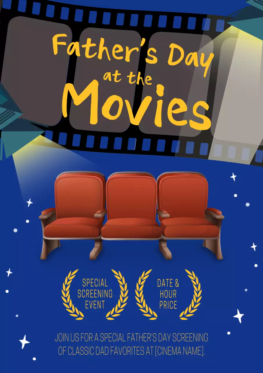 Blue and Yellow Trendy Father's Day Movie Event Advertisement