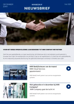 Eenvoudig bedrijfsnieuws in marineblauw en wit