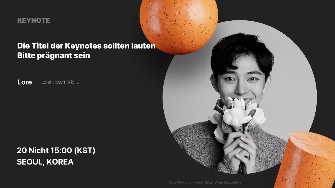 Ein moderner Konferenzprospekt in Schwarz und Orange