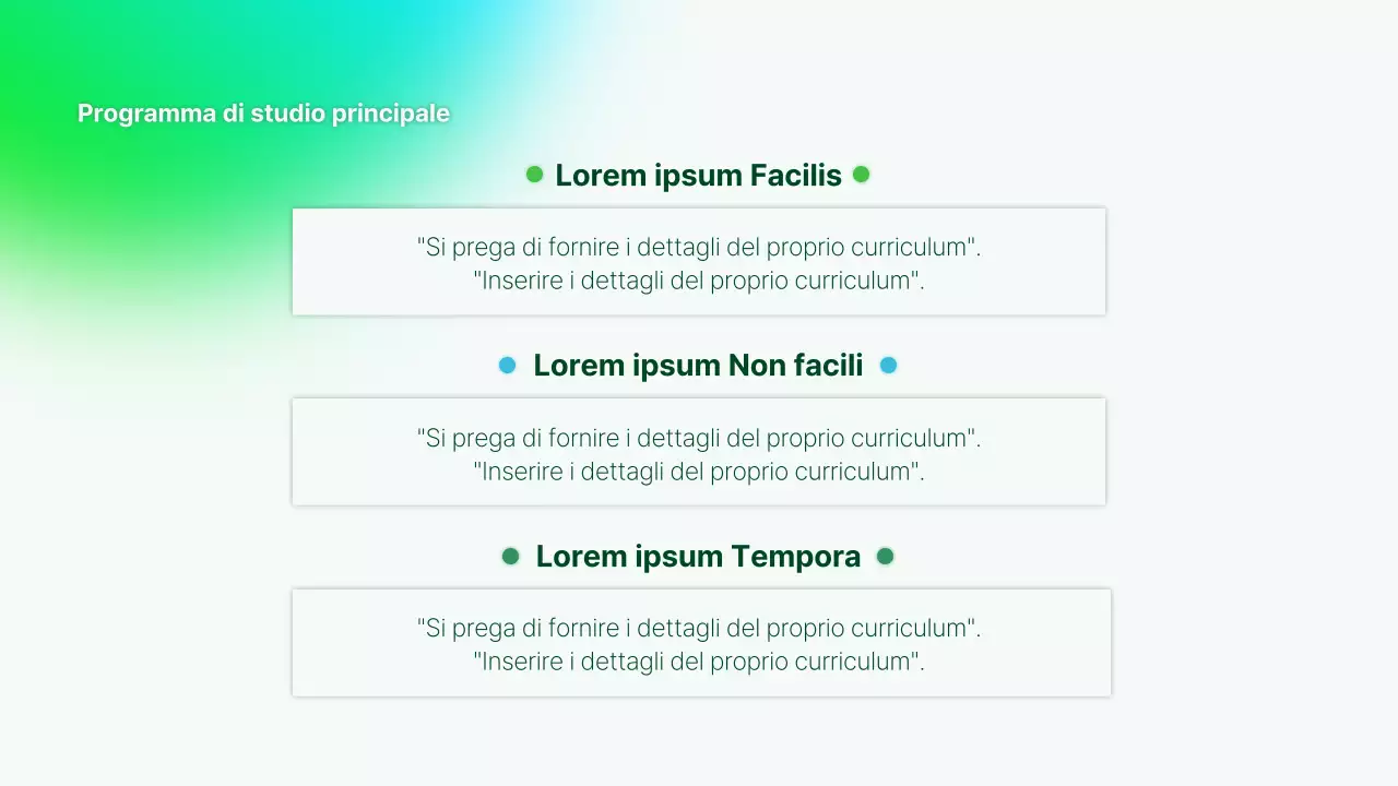 Una semplice presentazione del portafoglio istruttori in verde e azzurro