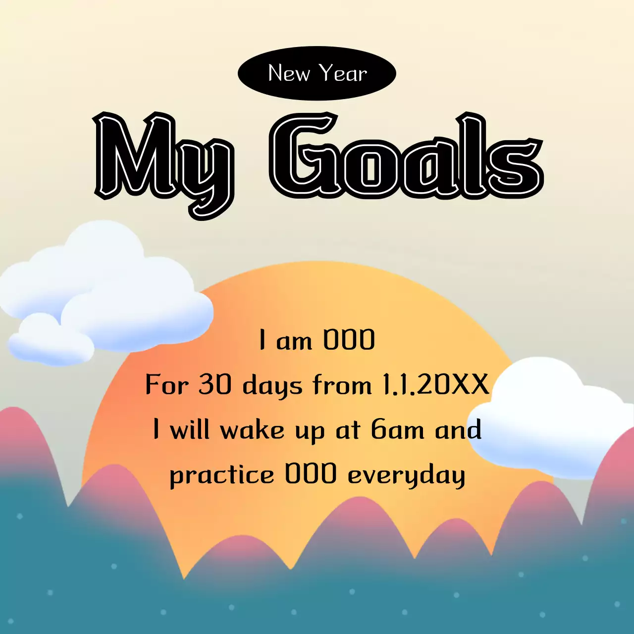 Orange Aesthetic Goals Planner Social Media Post