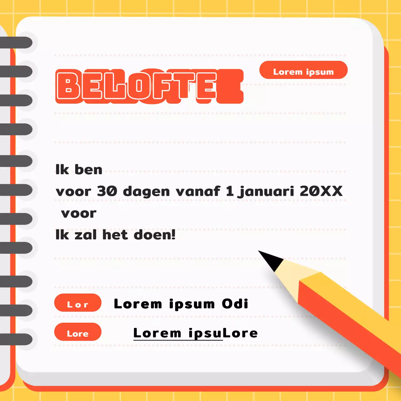 Eenvoudige geloften in oranje en geel