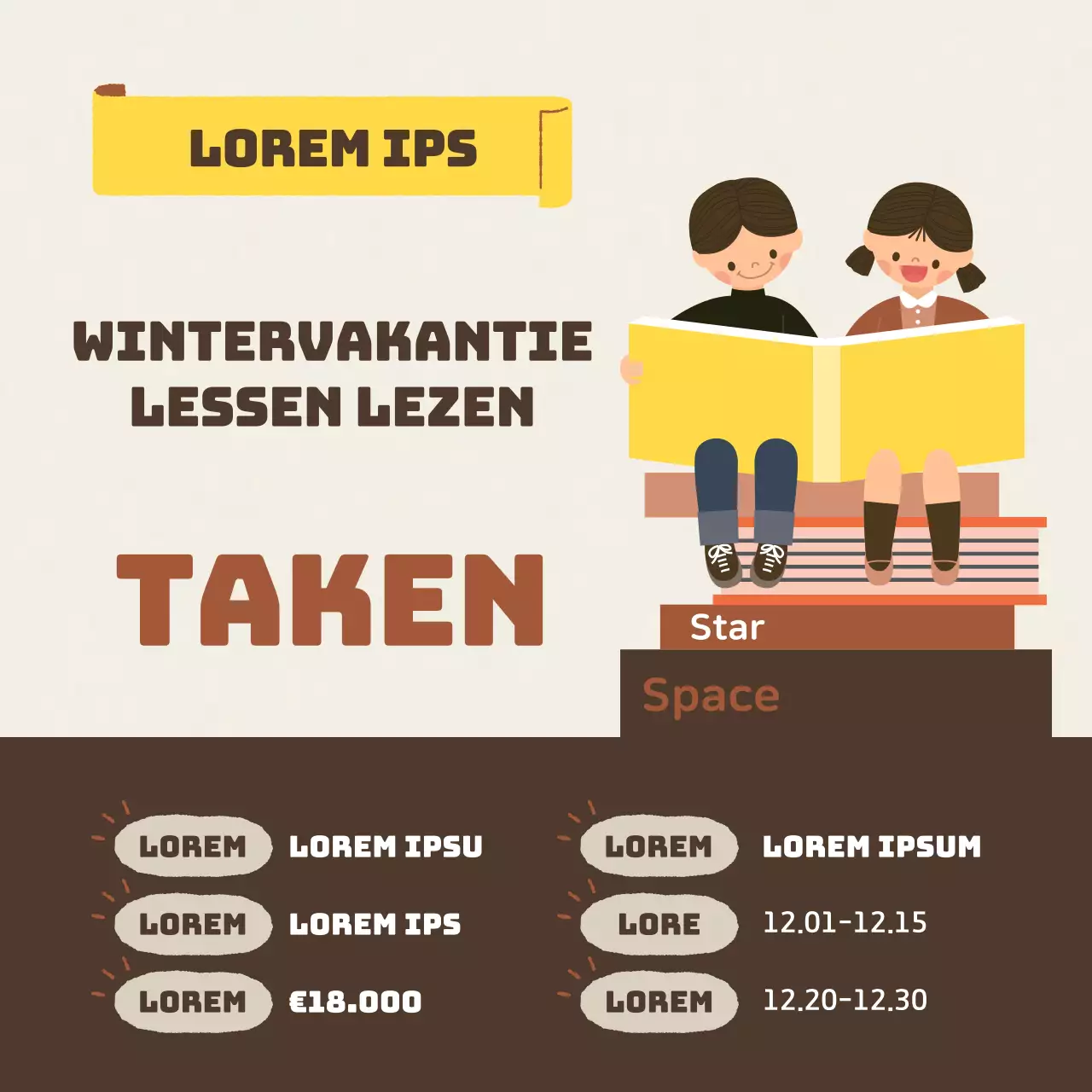 Het geelbruine wintervakantieprogramma promoten