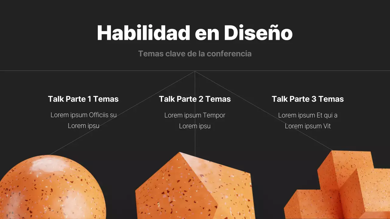 Un moderno prospecto de conferencia en negro y naranja