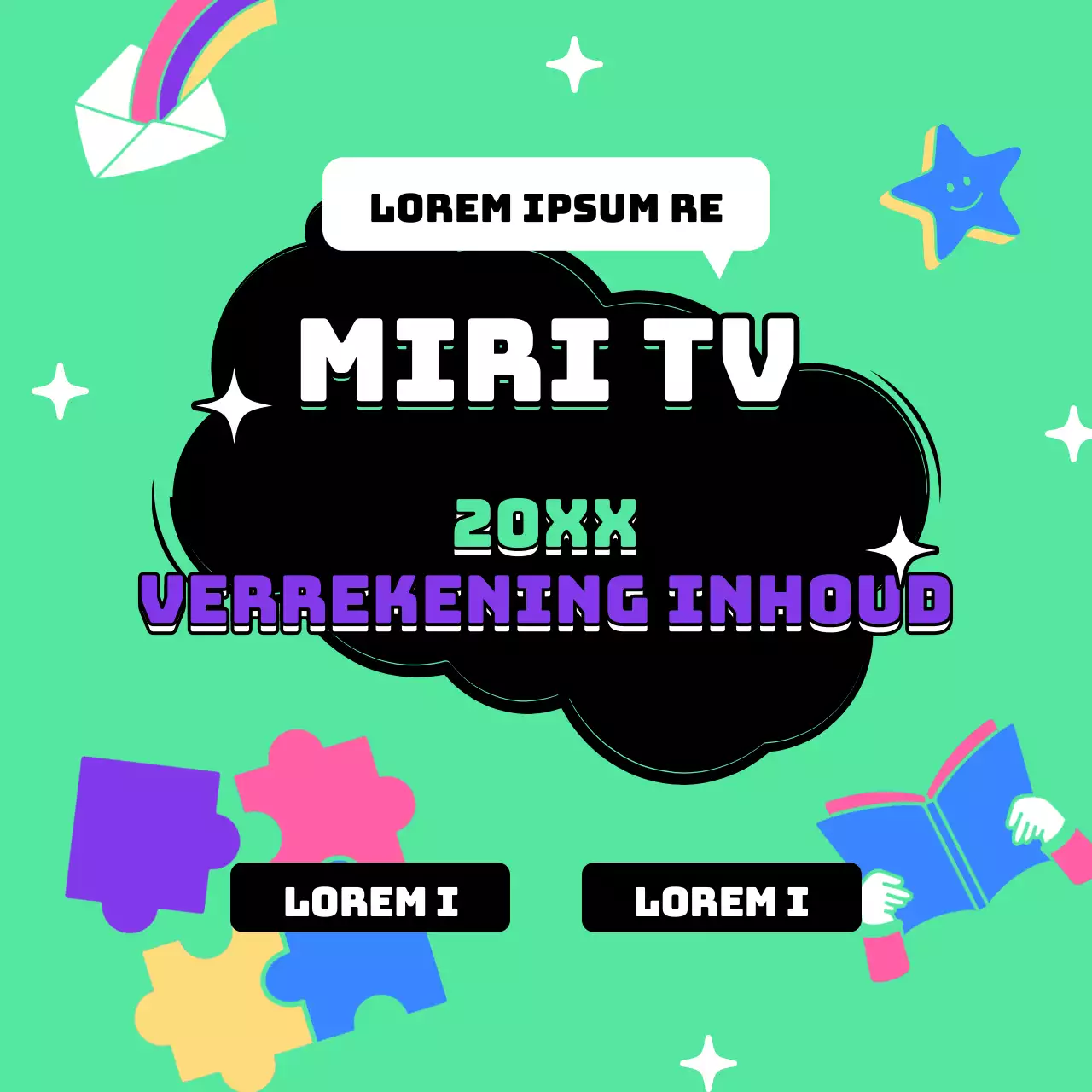 Een groen met zwarte pop-art stijl inhoud afsluitende introductie