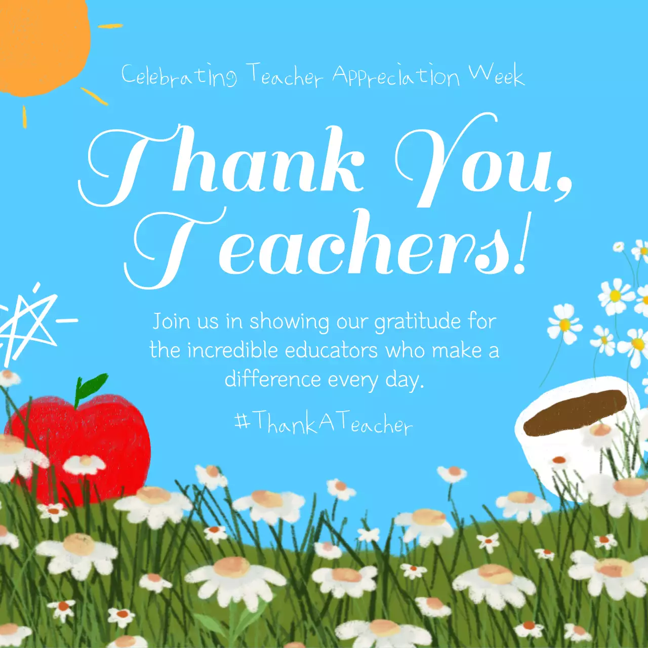 하늘색과 초록색이 매력적인 선생님 감사 이벤트 홍보