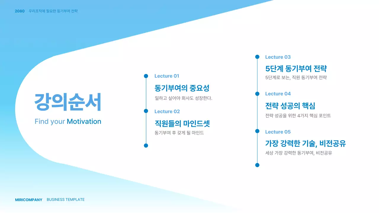 하늘색의 심플한 동기부여 기업교육 기획서