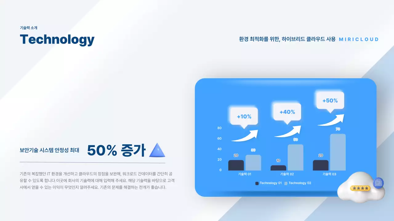 하늘색과 흰색의 심플한 서비스 소개서