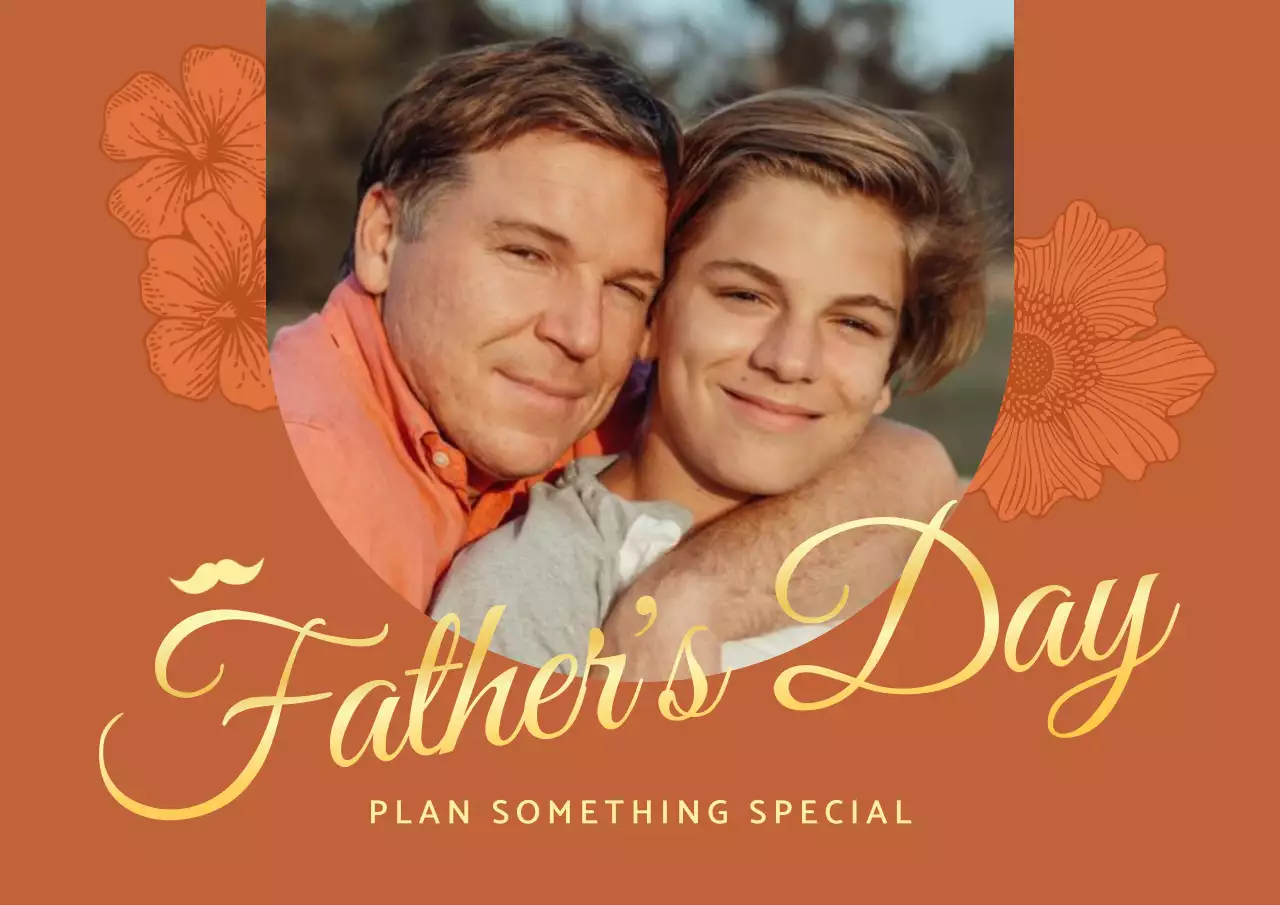 Orange Classic Father's Day Announcement Poster