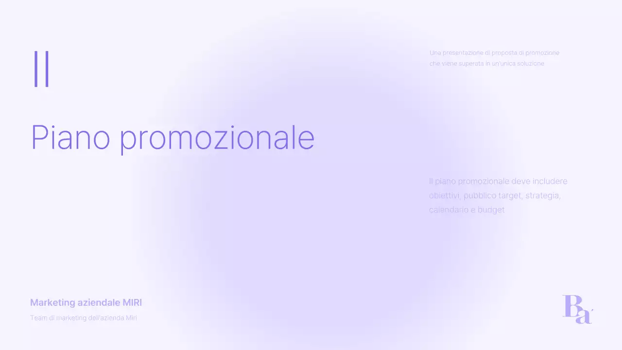 Un semplice brief promozionale viola e grigio