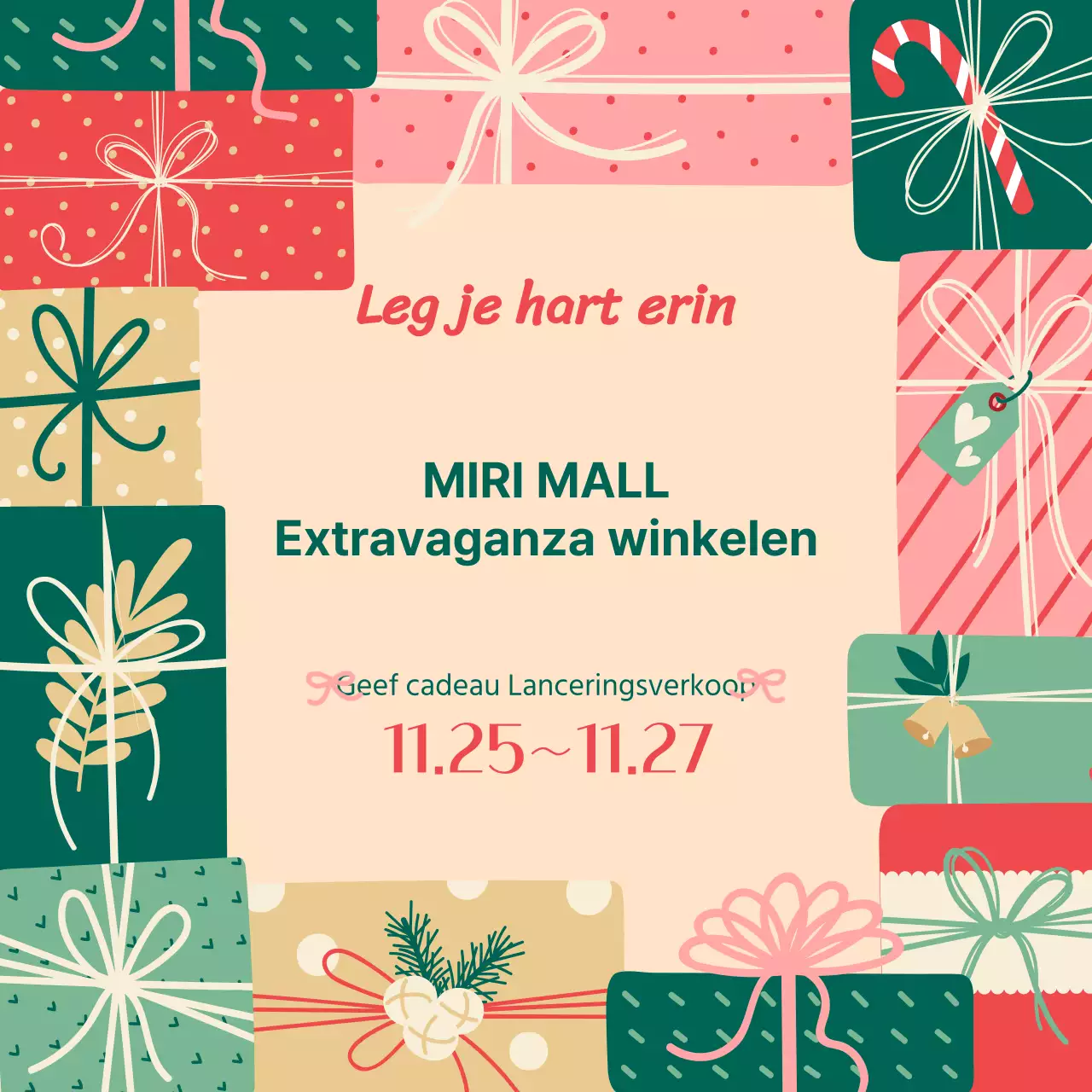 Vintage cadeauadvertentie in groen voor een evenement