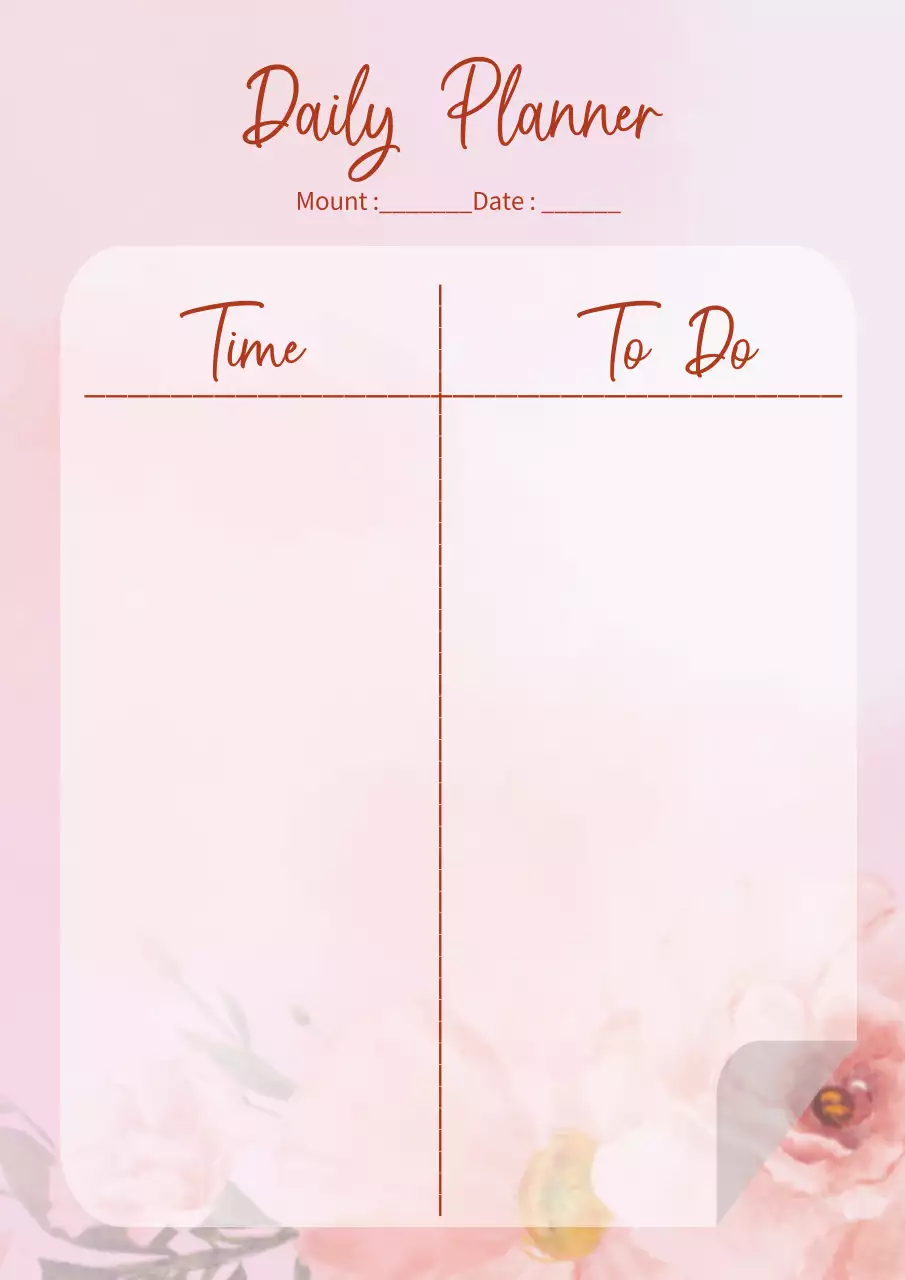 에스테틱 장미 주간 및 일일 플래너