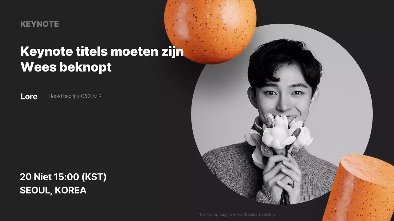 Een moderne conferentieprospectus in zwart en oranje