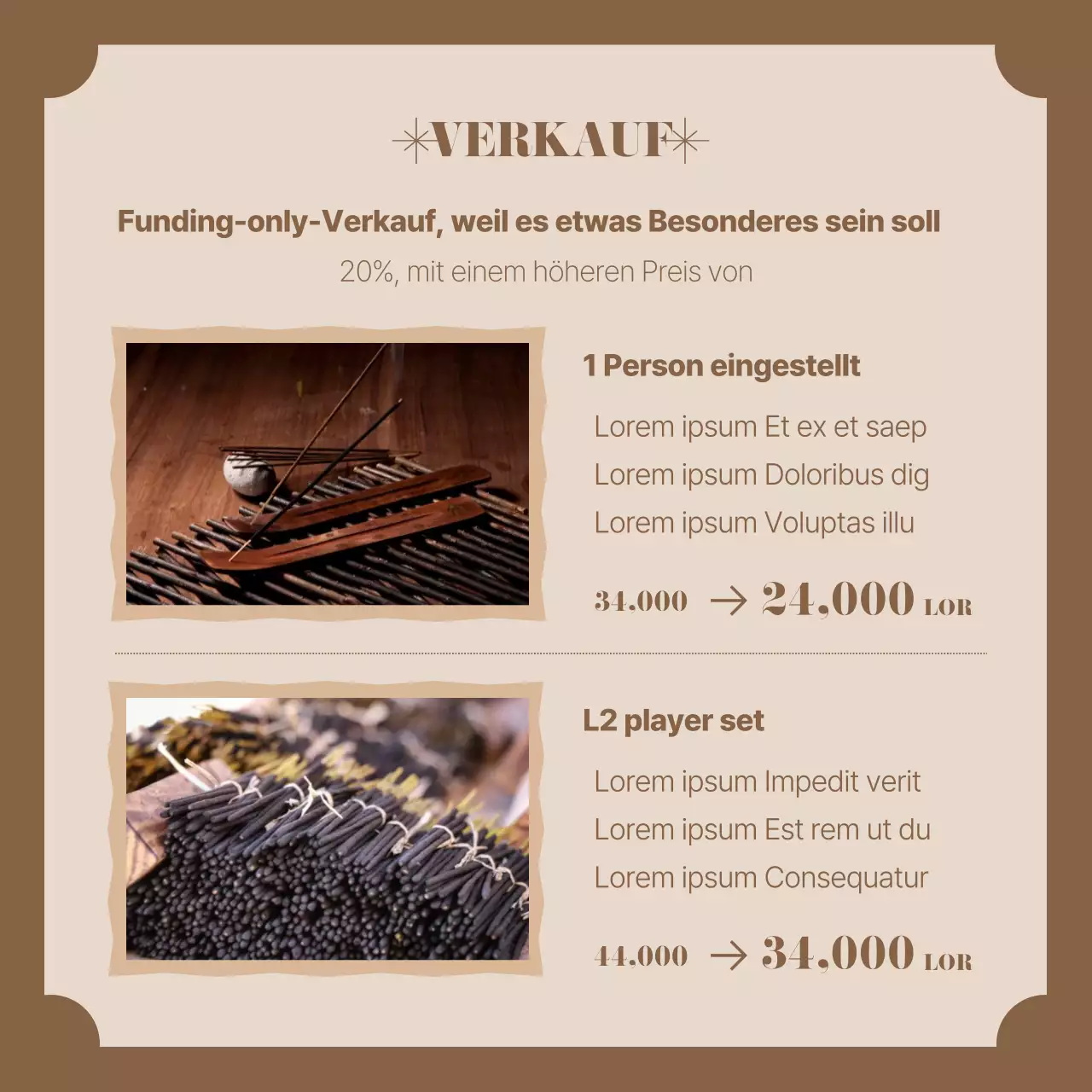 Einfache Fördermittelanzeige mit braunem Hintergrund