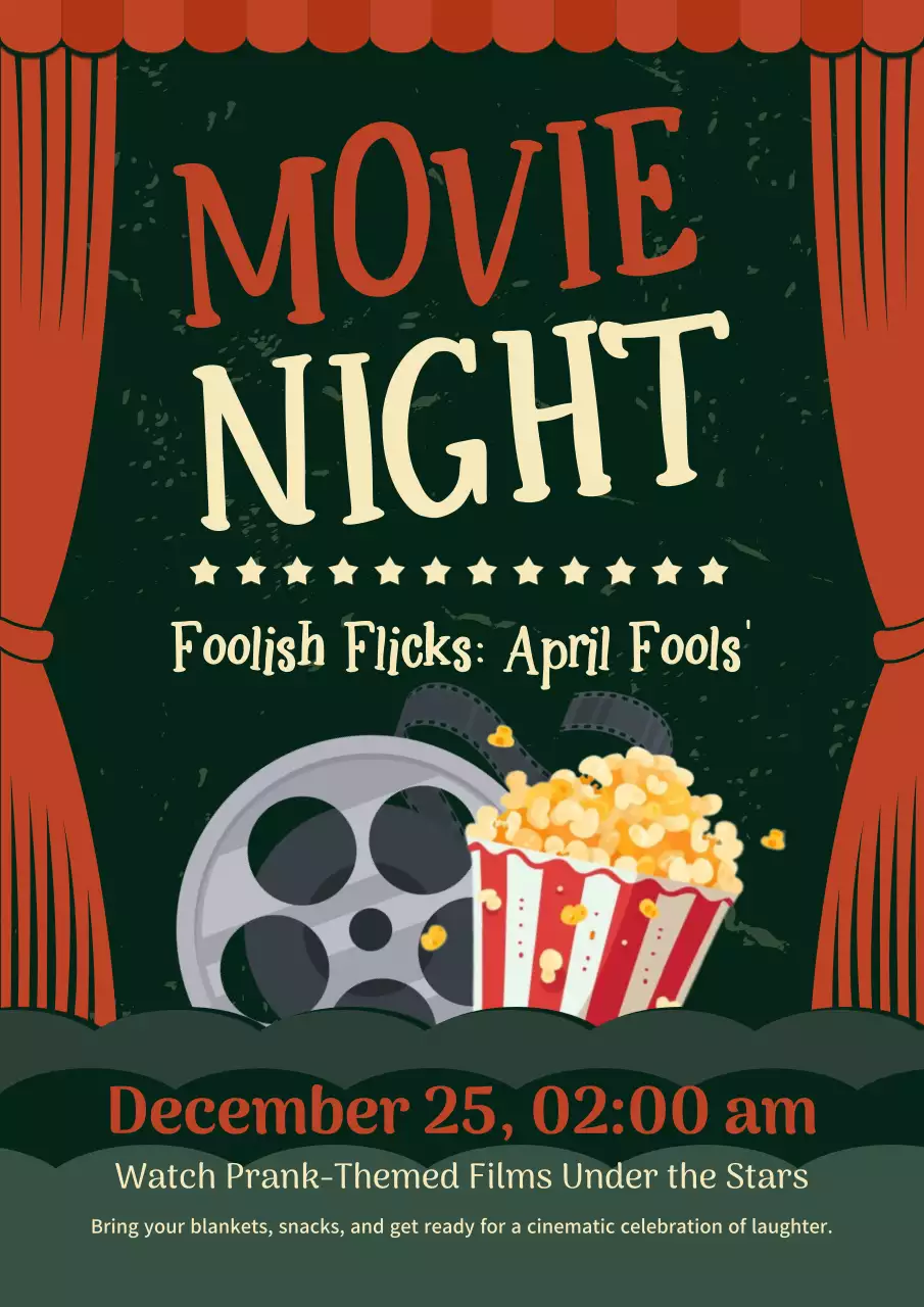 Red Vintage Movie Announcement Poster