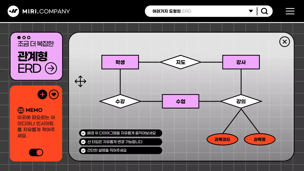 검정과 핫핑크의 사이버 컨셉 개발자를 위한 ERD 기획서