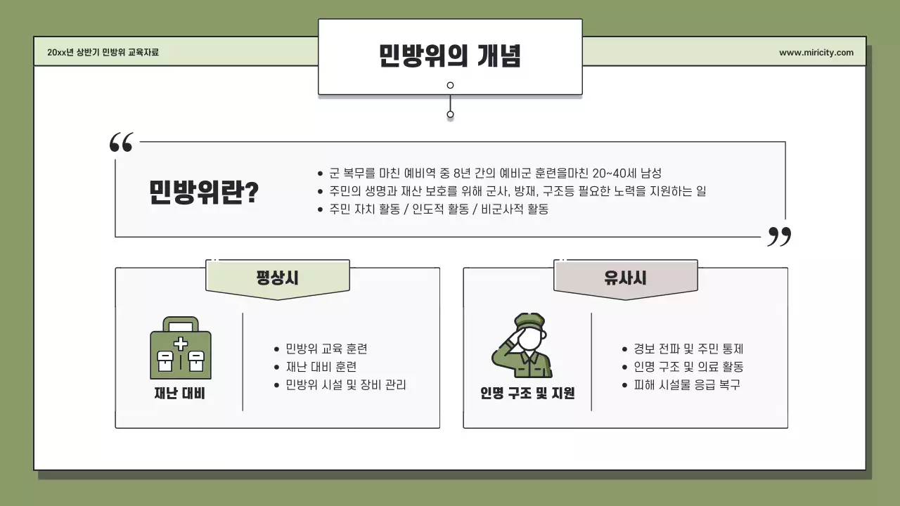 카키와 연두의 단순한 민방위 교육자료